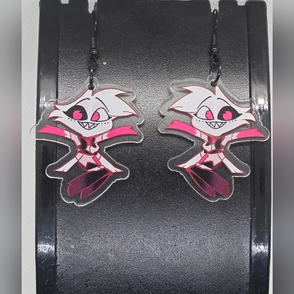 ANGEL DUST - Hazbin Hotel Inspired Dangle Earrings! Handmade! Hypo-Allergenic - Picture 1 of 3
